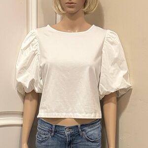 White Puff Sleeve Top size M